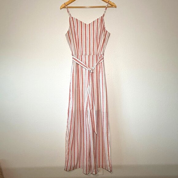 Monteau Striped  Split Leg Jumpsuit Size L - Picture 1 of 9